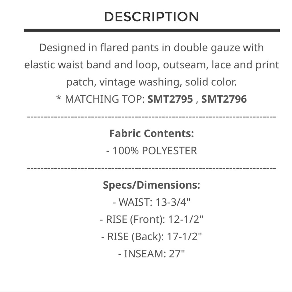 BPB13-1💙POL pristine blue wide leg pants socks/floral lace inset+elastic waist! - Picture 8 of 8